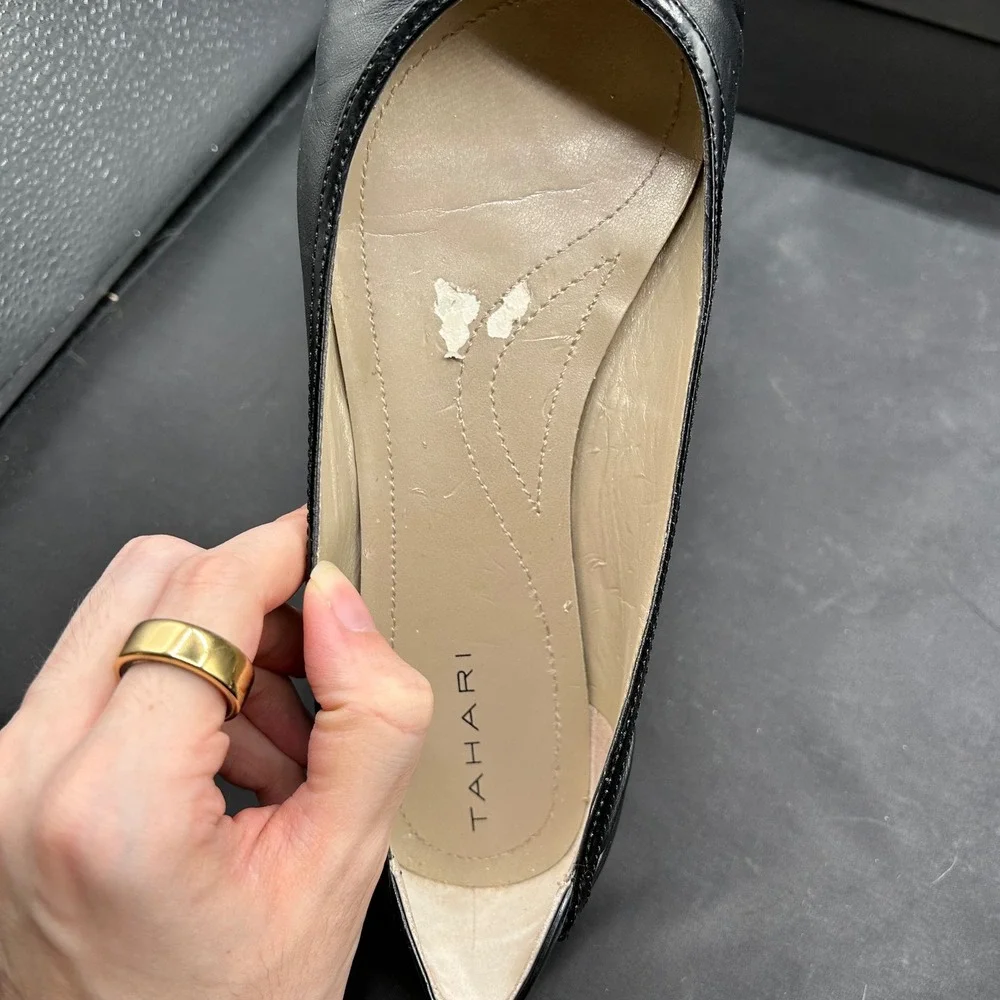 Tahari Ballet Flats Leather Dress Shoes‎ Black Career Office 8.5M Business